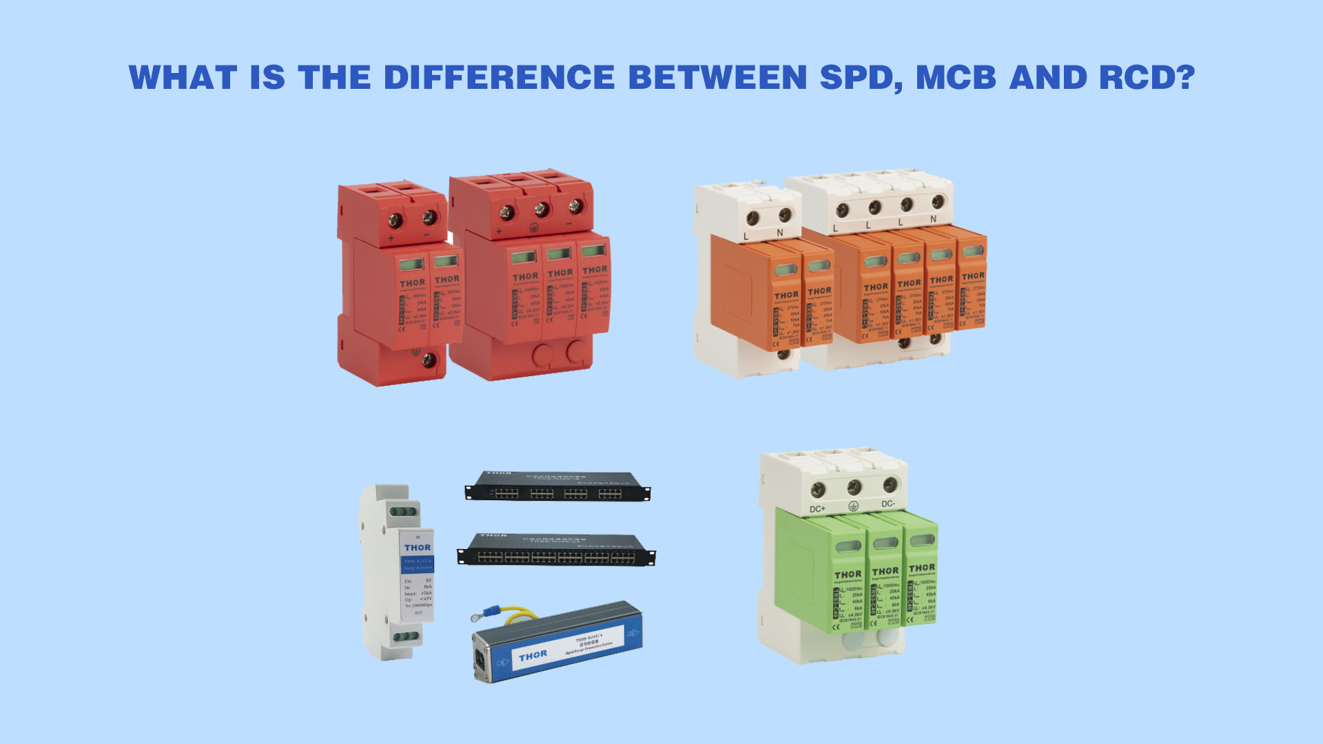 What is the difference between SPD, MCB and RCD?